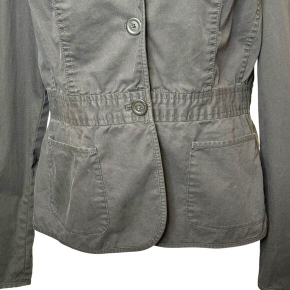 Vintage Talbots Size 6 Black Cotton Blend Mandarin Collar Button Up Jacket - Picture 3 of 6